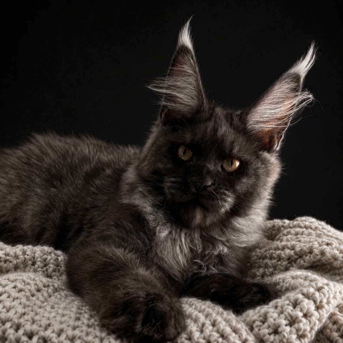 King Calhoun — solid black European Maine Coon at Ironmane Coons, Charleston, South Carolina